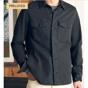 Faherty Jersey Shirt Jacket Cotton Button Front Pockets Onyx Black Oversized XS